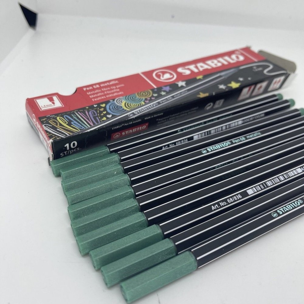 STABILO Pen 68 Premium Felt Tip Fineliner Pens - 1.4 mm - Metallic Green 68/836